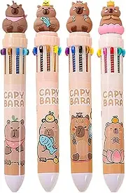 Multicolor Pen - Capybara Ballpoint Pen | Ballpoint Pen | 10-in-1 Retractable Pen | Cartoon Capybara Gel Ink Pen For Office, School, And All Ages
