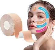 Xolixorium Face Tape 2.5cm x 5m - Natural Kinesiology Tape for Wrinkle Reduction, Fine Lines, Crow's Feet, Sagging Skin, Non-Invasive Facial Lift Patches (2.5cm*5m*1Pcs)