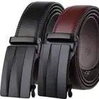 Classic Men's Cow Leather Belt Automatic Buckle Belt Ratchet Strap Jeans Dress