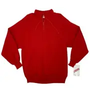 Vintage Jerzees Sweater Adult Size XL Red 1/4 Zip Mock Neck 50/50 Made USA New