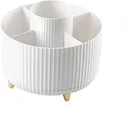 Yharnamite Makeup Brush Holder Organizer, 360° Rotating Cosmetic Organizer, 5 Slot Make up Brushes Cup for Vanity Decor, Bathroom Countertops, Desk Storage Container, Cosmetic Display Cases (White)