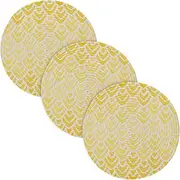 3 Pcs Kitchen Trivet for Hot Pots and Pans 15in Cotton Thread Weave Heat Resistant Mats for Crock Pot Camper Must Haves Abstract Yellow Line