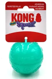 KONG Squeezz Crackle Ball Medium Green No Squeak Toss & Play Dog Fetch Toy