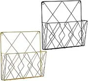 NAMOARLY 2pcs Wall Mounted File Organizer Mesh Design Hanging Storage Rack for Documents Magazines and Files for Home Office and Dormitory Use