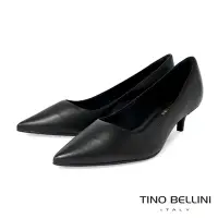 在飛比找Yahoo奇摩購物中心優惠-Tino Bellini 巴西進口牛皮素面尖頭中低跟鞋-黑
