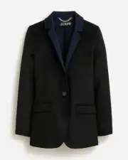 NWT J. Crew Womens Black Leighton Blazer-jacket In Double Blend Faced Size 0