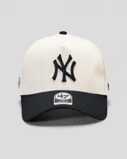 [Forty Seven] Forty Seven Men's New York Yankees Sureshot 47 Mvp Dt Snapback Cap in Natural/Black One Size Natural/Black