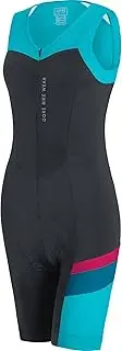 [GORE WEAR] Women's Short Bodysuit, Sleeveless, Seat Padding, Breathable, Gore Selected Fabrics, Power Lady CC Body+, Size: S, Black/Scuba Blue, SBPOWC