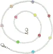 [BESTYASH] Beaded Mask Chain Flower Design Beads Lanyard for Mask Retainer Stylish Necklace Holder for Everyday Use Versatile Beaded Lanyard for Masks and Accessories