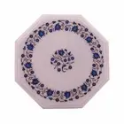 12" Marble corner side Table top semi precious stones lapis inlay handmade work