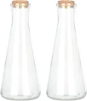 Magic Season Decorative Glass Bottles with Cork Stoppers (350 ml Tapered Bottles / 2 Pcs)