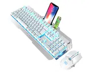Game Luminous Wireless Keyboard and Mouse Set 2.4G Wireless Rechargeable Waterproof Keyboard and Mouse Set-White