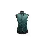 New Men's Tuxedo Vest Waistcoat_Necktie set formal wedding party Hunter Green