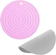 BUGUUYO 2pcs Heat Resistant Silicone Trivet Mats for Hot Pans Foldable Insulation Pad Kitchen Table Round Trivets for Dining Table Protection Pet Feeding Mat