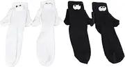 [YULEESIYIP] Funny Magnetic Suction 3D Couple Socks for Unity Symbolizing Black and White Holding Hands for Fun and Trendy Outfit [Couples]