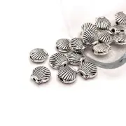 Silver Clam Shell Spacer 3D Charm Beads, 9x8mm - US Seller