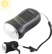 Solar Powered Flashlight,Hand Crank Hiking Flashlight - Bright Waterproof LED Torch Lamp with Strap Tent Lighting Survival Tool for Fishing Hiking Electricity Outage