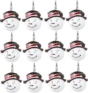 12 Pcs Hook up Decorative Shower Curtain Hooks Curtain Hanging Hook Xmas Bathroom Curtain Ring Snowman Hook for Curtain Xmas Bath Curtain Hook Ordinary White Metal Hanger