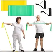 2 Pcs Resistance Band for Seniors with 2 Pcs Handles Exercise Band Specifically Created for Elderly Physical Therapy, Stretch, Recovery, Pilates and Yoga Starter Set