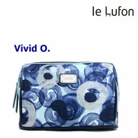 在飛比找樂天市場購物網優惠-【le Lufon】幾何抽象圓型印花布拼接皮革 化妝包/手拿