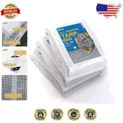 Heavy Duty 12x20 Feet Clear White Waterproof Tarp - 3-Pack 10mil UV Resistant