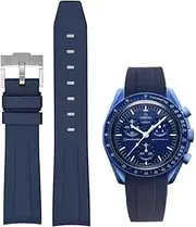 [Danxancy] Curved End Rubber Watch Strap Compatible with Omega Swatch Moonswatch Speedmaster Planet Series for Men Women