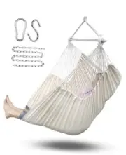 Hammock Chair Hanging Chair Rope Swing XXL - Max 500lbs, 70in Large Beige