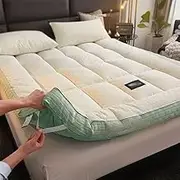 Japanese Floor Futon Mattress - 4 Inch Thick Super Soft & Fluffy Tatami Style Sleeping Pad, Foldable Roll-Up Mattress for Floor, Dorm, Guest Bed & Travel(Light Green,90x200cm/35x79inch)