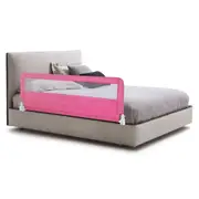Costway Folding Bed Rail Adjustable Cot Bed Guard Protection Fence Playpen Pink 150 x 55cm