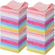 Newwiee 40 Pcs Wash Cloth Bulk Cotton Bath Hand Face Washcloths Soft Quick Drying Towel for Women Bathroom Washing Body Viscose Fiber Multipurpose Fingertip Rags(Multicolor,10 x 10 Inch)