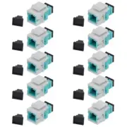 10x SC UPC Fiber Optic Simplex Multi Mode Keystone Jack Coupler Snap In OM3 Aqua