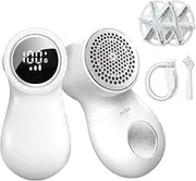 Aaztauet Fabric Shaver, Rechargeable Lint Remover with Intelligent Digital Display, 2 Replaceable Stainless Steel Blades, 3 Speeds Lint Shaver Fuzzs Pills Bobbles Trimmer for Clothes and Couches