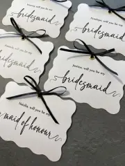 White Personalised Curve Cut Will You Be My Bridesmaid Card Maid Proposal Wave