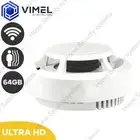 Home WIFI Wireless 64GB Smoke Fire Detector Alarm Room Security Camera