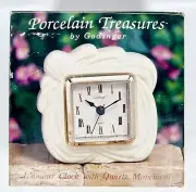 Vintage PORCELAIN TREASURES Clock By Godinger, 5” Square, Quartz Movement