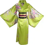 [ZNLFS] Women's Kimono Robe Traditional Japanese Kimono Dress Halloween Cosplay Costume Geisha Yukata Bathrobe