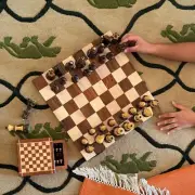 Reversible Wooden Board for Chess, Checkers & Chinese Checkers w/out Game Pieces