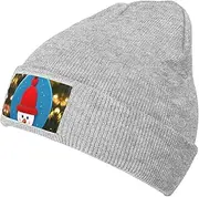 [OdDdot] Christmas Carton Snowman Print Beanie Hats for Women Men,Winter Hats,Knit Hat,Mens Beanies,Brimless Hat,Skater Beanie, Gray, One size