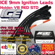 ICE PRO 100 9mm Spark Plug Leads Fits Holden 6 cyl 186 Red Motor 202 STD Cap