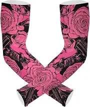 [Yoogain] UV Protection Arm Protection Sleeves Gothic Rose with Metal Compression Sleeve For Garden Working Anti-Snag cubre brazos, Gothic Rose With Metal