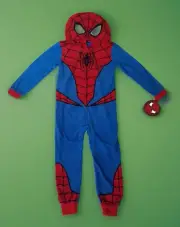 MARVEL SPIDER MAN Boys Hooded Union Suit Pajamas XSMALL XS 4/5