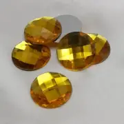50 Gold Acrylic Flatback Rhinestone Round Gem Beads 18mm No Hole