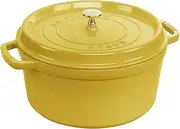 staub La Cocotte Round Citron Z1029-060 Pico Cocotte Round Citron 9.4 inches (24 cm) Large Two-Handed Cast Iron Pot, Induction Compatible