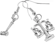 [WOFASHPURET] Lawyer Scale Earrings Gold Decorative Drop Earrings Balance Scale Jewelry