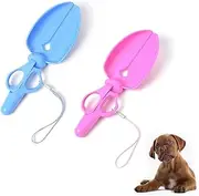 NentMent 2 Pack Dog Pooper Scooper Mini Portable Pet Waste Poop Scissor Scoop Picker Shovel Cleaner for Doggie Doo Cat Litter Cleaning Tools Cleanup Outdoor Yard Garden Walks Trip