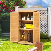 Costway1.6M Outdoor Wooden Storage Shed Solid Wood Garden Tool Cabinet-Natural
