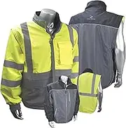 Radians SJ07-3ZGD Reversible Windbreaker with Zip-Off Sleeves Hi-Viz Green