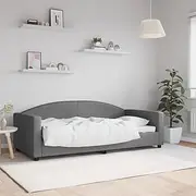Day Bed Without Mattress - Dark Grey Fabric 90x190 cm | Modern Convertible Sofa Bed Frame with Sturdy Metal & Wooden Construction | Ideal for Living Room or Bedroom | Comfortable Padded