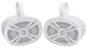 Pair Rockville 6x9" 1000w Waterproof Marine Boat Tower Wakeboard Speakers White