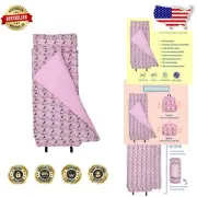 Portable Kids Nap Mat with Pillow – Vibrant Horses in Pink for On-the-Go Napping